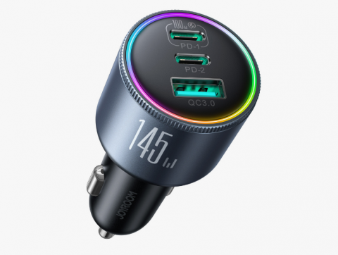 Automobilinis įkroviklis 12-24V 2USB C + USB 145W greito krovimo (QC3.0) Joyroom JR-CCN07